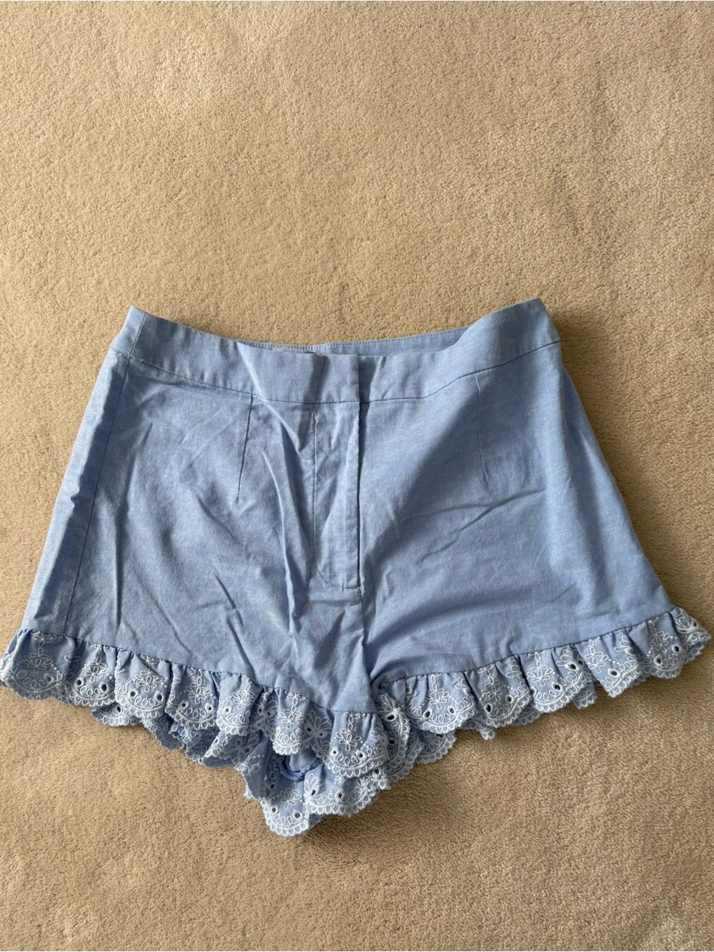 Rachel Parcell Light Blue High-Waist Ruffle Hem Shorts
